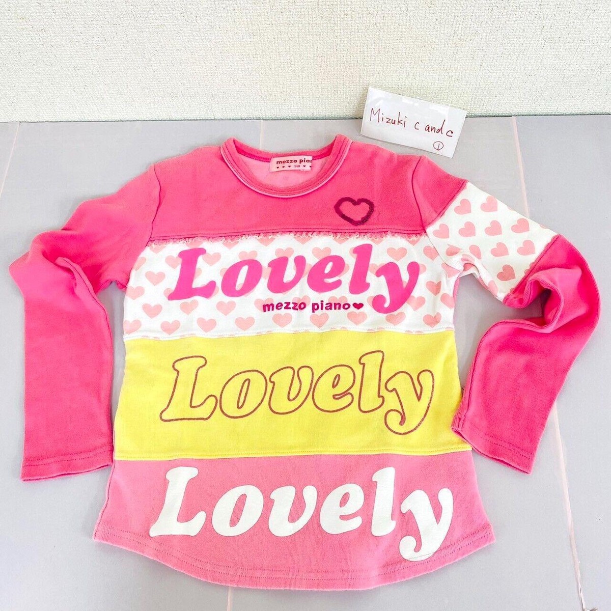 Mezzo Piano Tops T-shirt 140cm Heart Pink Yellow Lovely Long