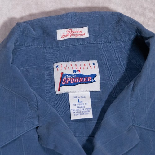 RARE Reyn Spooner Chicago Cubs Silk Hawaiian Button Shirt Baseball MLB Large - Picture 2 of 6