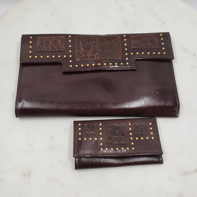 Princess Gardner Brown Cowhide Leather Checkbook Wallet w