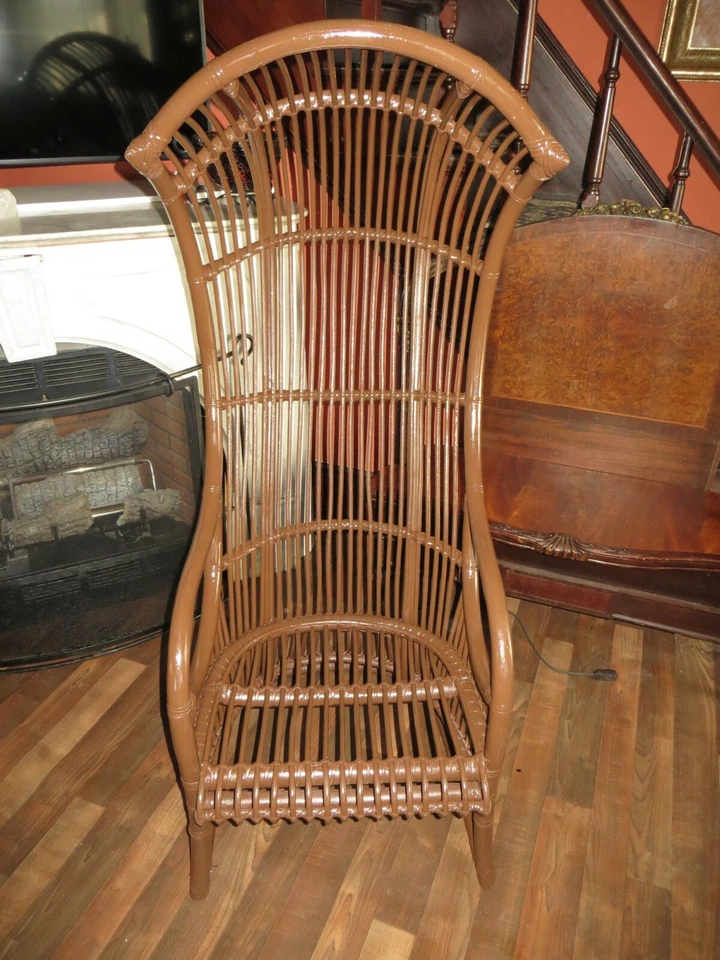 Silla trono vintage Hollywood Regency MCM Franco Albini con dosel de ratán Foto 2 de 4