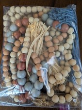 5 Wooden Bead Garland Farmhouse Rustic Tassle Hanging Decor 32-84" Boho Cottage