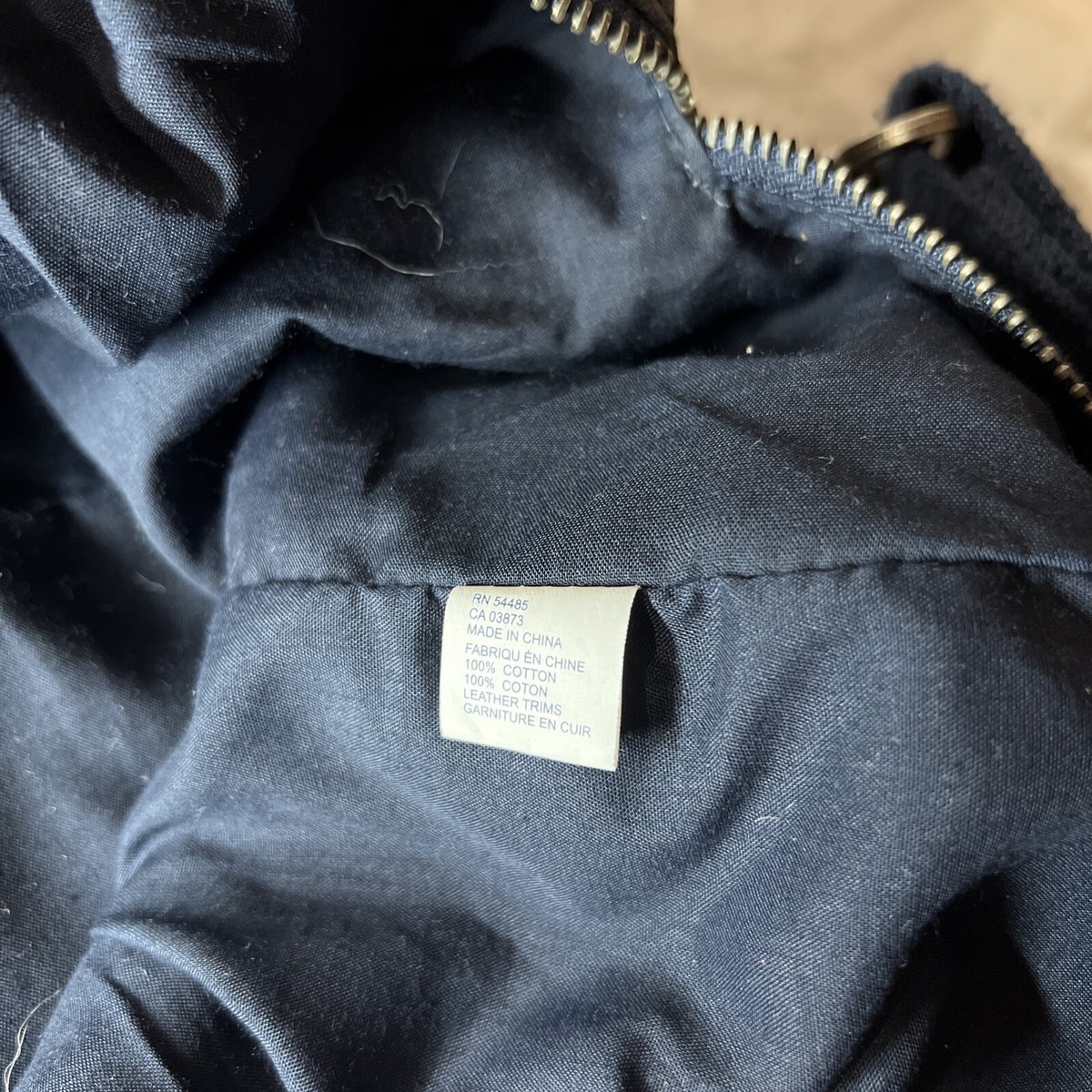 AMERICAN EAGLE Large Navy Blue & Denim Canvas & Tan Leather
