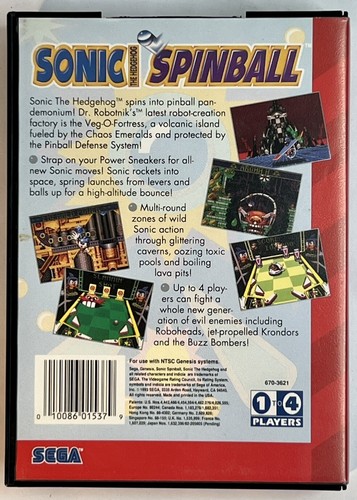 SONIC THE HEDGEHOG SPINBALL for Sega Genesis (1996) CIB Complete *TESTED* - Picture 2 of 3