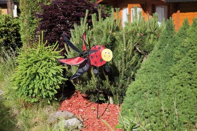 Plastic Windmill ''Ladybird'' Ø 16 1/8in, Height 39 3/8in New Wind Chime Wind