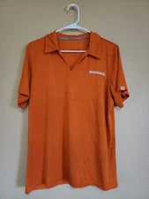 Whataburger Womens Polo Shirt Employee Size Medium M Work Uniform Orange Striped