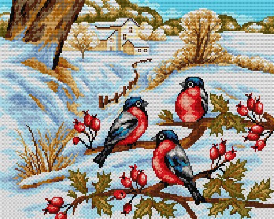 Orchidea Needlepoint canvas for halfstitch without yarn Winter Landscape with...