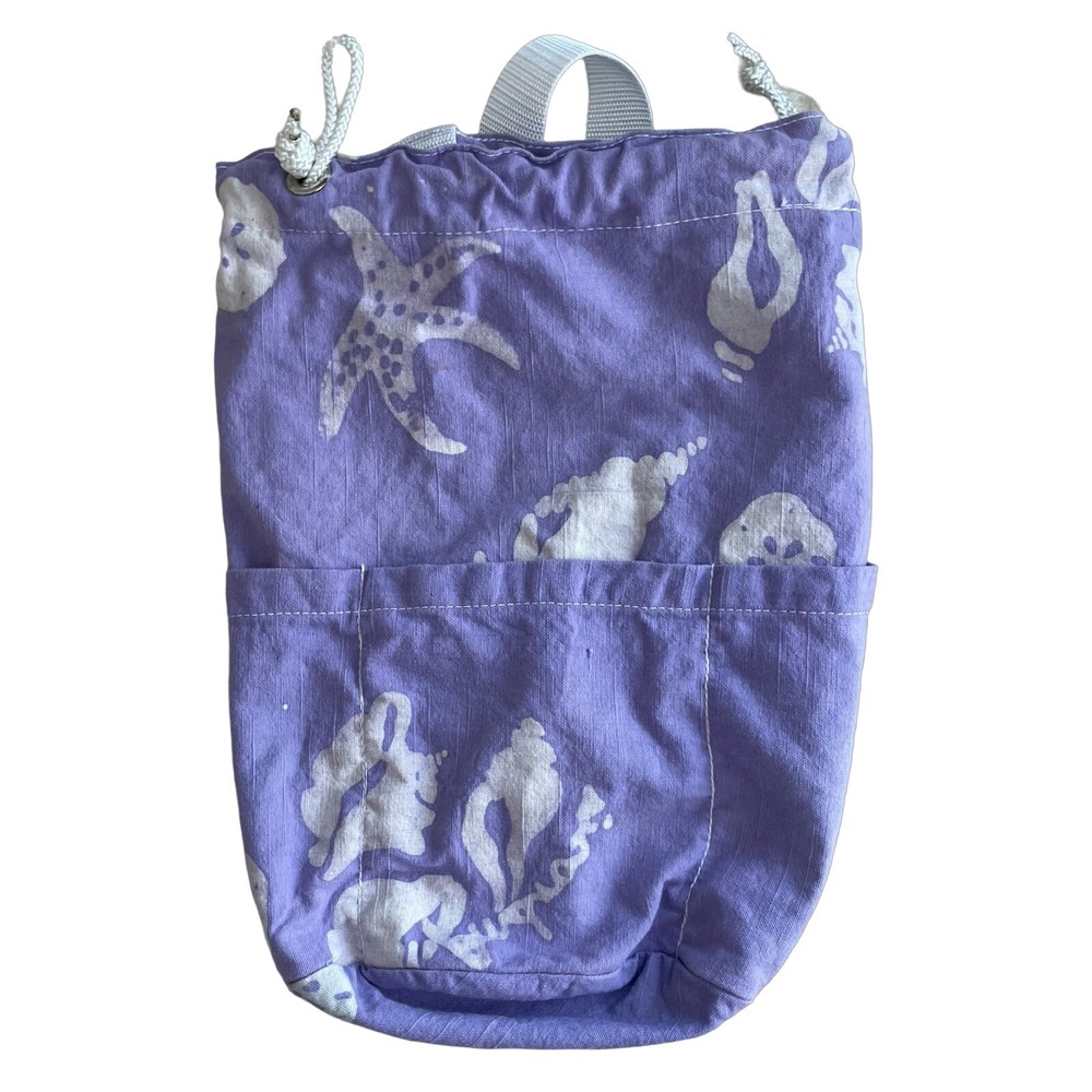 Purple Batik Yoga Mat Bag with Ocean Shells Design for Rolled Mats