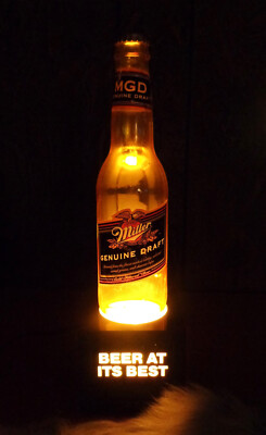 Vintage 1986 Miller Genuine Draft BAR LIGHT/LAMP Beer Bottle Works