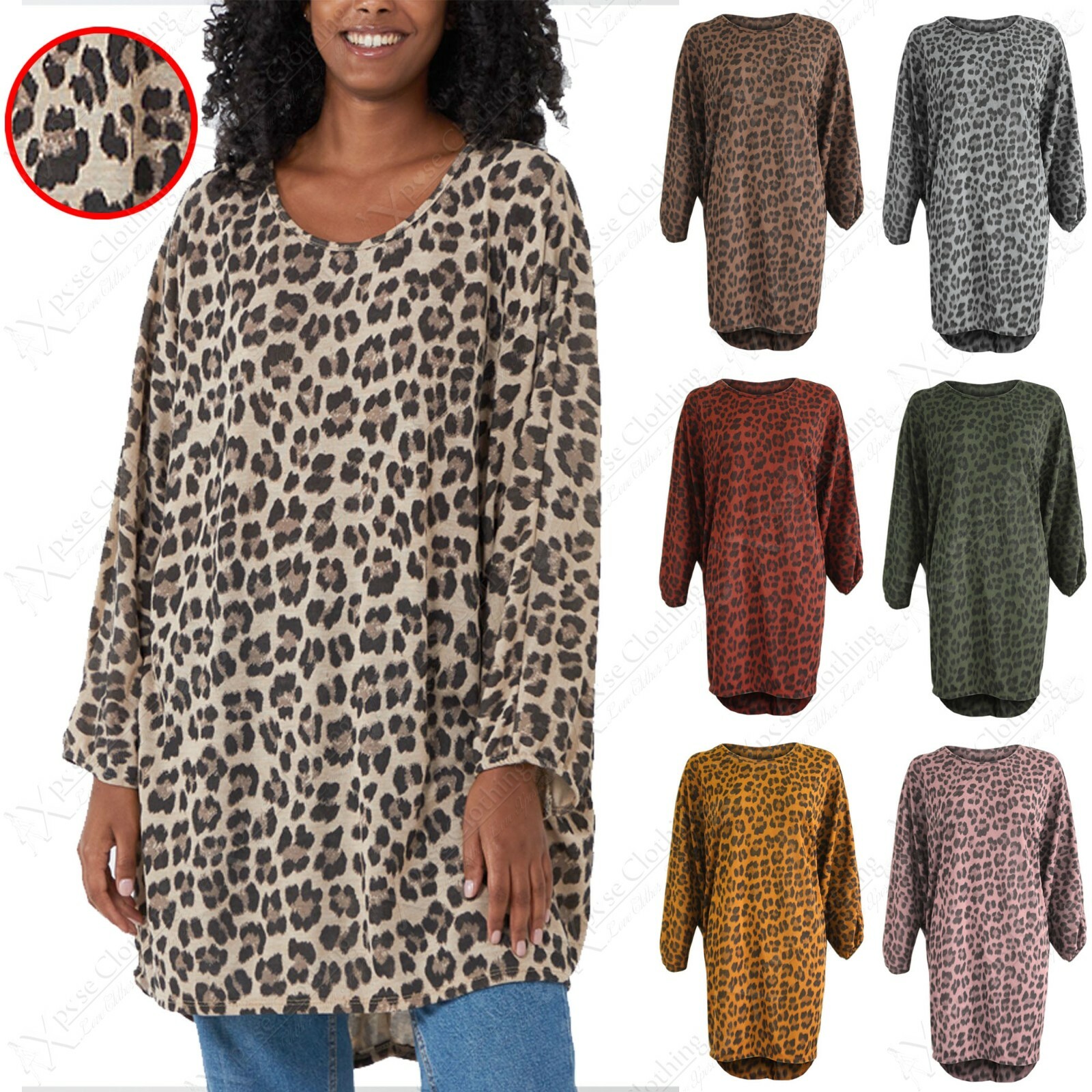 NEW LADIES OVERSIZED PLUS SIZE LEOPARD ANIMAL PRINT WOMENS LONG TOP HI LO JUMPER | eBay