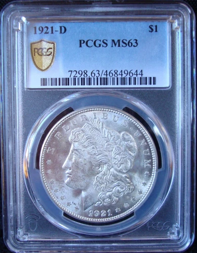 1921-D Morgan Silver Dollar - PCGS MS 63 - Gold Shield