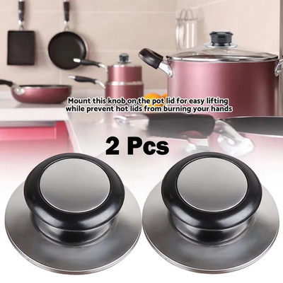 2Pcs 5Mm-12Mm Black Stainless Steel Lid Knob Universal Replacement Glass Lid Car