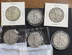 Lot of 6 Walking Liberty Half Dollars 90% Silver 50C 1940 - 1945, 1941 D