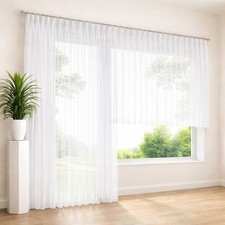 Gardine Store Voile Weiß 3-Falten Band 1:2,5 Bleiband Schienen Stangen Nach Maß