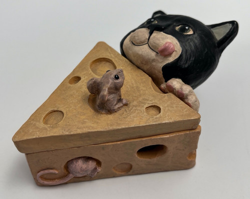 Figi Frames Cat Mouse Cheese Wedge Trinket Box