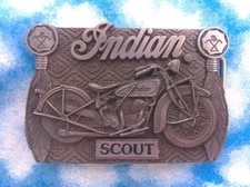 Indian Motorcycle Motocycle Scout Biker 1992 Vintage Pewter Belt Buckle