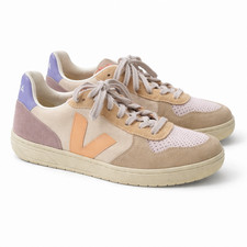 Veja V-10 Suede Multico Peach Sneakers Women Size 9 Lavender Leather