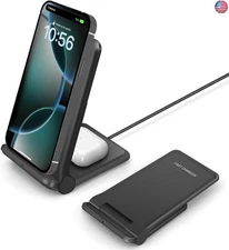25W Wireless Charger,Foldable 2 in 1 Wireless Charging Station for Apple iPhone
