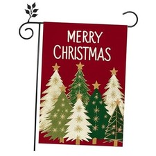 Merry Christmas Trees Garden Flag 12x18 Inch Double Sided Outside Christmas
