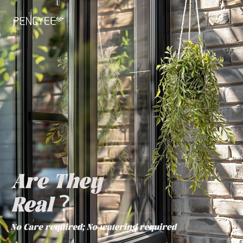 3 paquetes de plantas colgantes falsas con macetas, enredaderas falsas de 20" para decoración de paredes, fe falsa... Foto 4 de 4