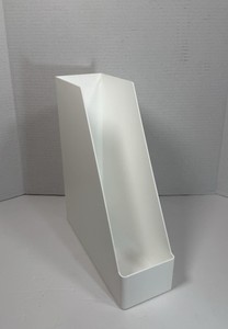 Book Magazine Holder, White, Plastic for Book Case or Desk Top  12L x 10W x 3.5
