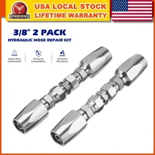 2 Hydraulic Hose Repair Kits - 3/8 ID 2-Wire Hose Reusable Field Repair Fitting
