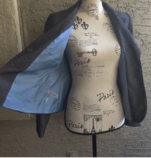 Pinstripe Blazer Jacket Women sz 6 Gray Career Business by Ann Taylor NWT