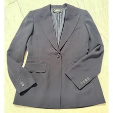 Anne Klein Suit Womens Navy Blue Single Button Peak Lapel Blazer Jacket Size 6