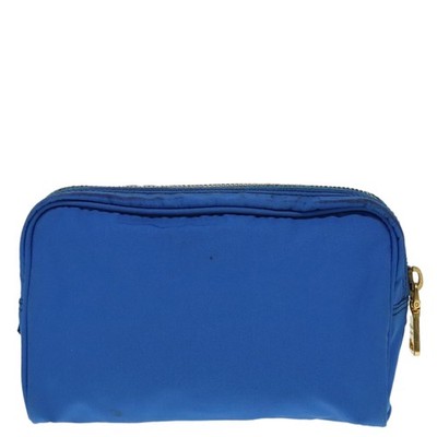 PRADA Pouch Nylon Blue Gold Auth 91930 | eBay