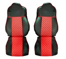 Rot und Schwarz Set Mit 2 Sitzbezüge Öko Leder für Iveco Stralis 430 2004 - 2008