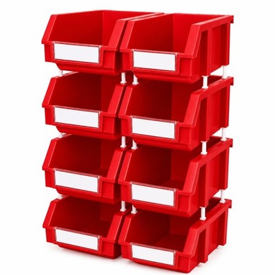DJC Supply Stackable Storage Bins 8 Pack   3.5'' W x 5.2'' D x 2.1'' H Heavy Dut...