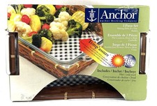Anchor Hocking 3-Pc Ovenware Set 8x11 Glass Baking Dish Basket Hot Cold Pack