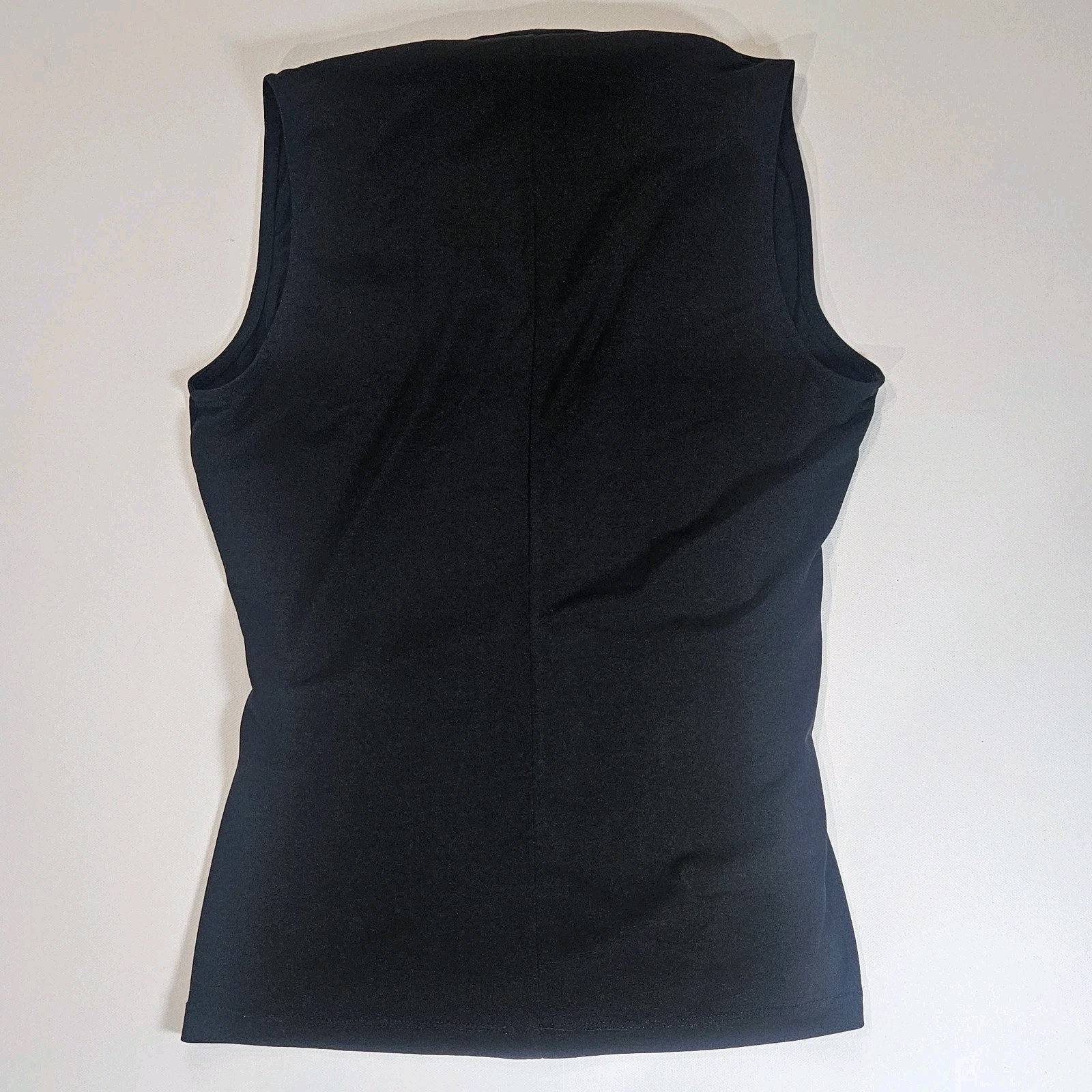 New York And Company Blouse Womens Size XS Navy Blue Ruffle Collar Pleated Top