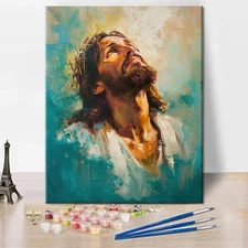 Jesus Paint by Numbers DIY Kit for Adults | Christian Wall Decor | Religious Art
