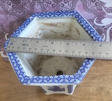 VERY VINTAGE BLUE & WHITE PORCELAIN PLANTER 6...