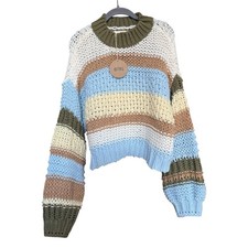 Striped Oversized Crop Knit Sweater