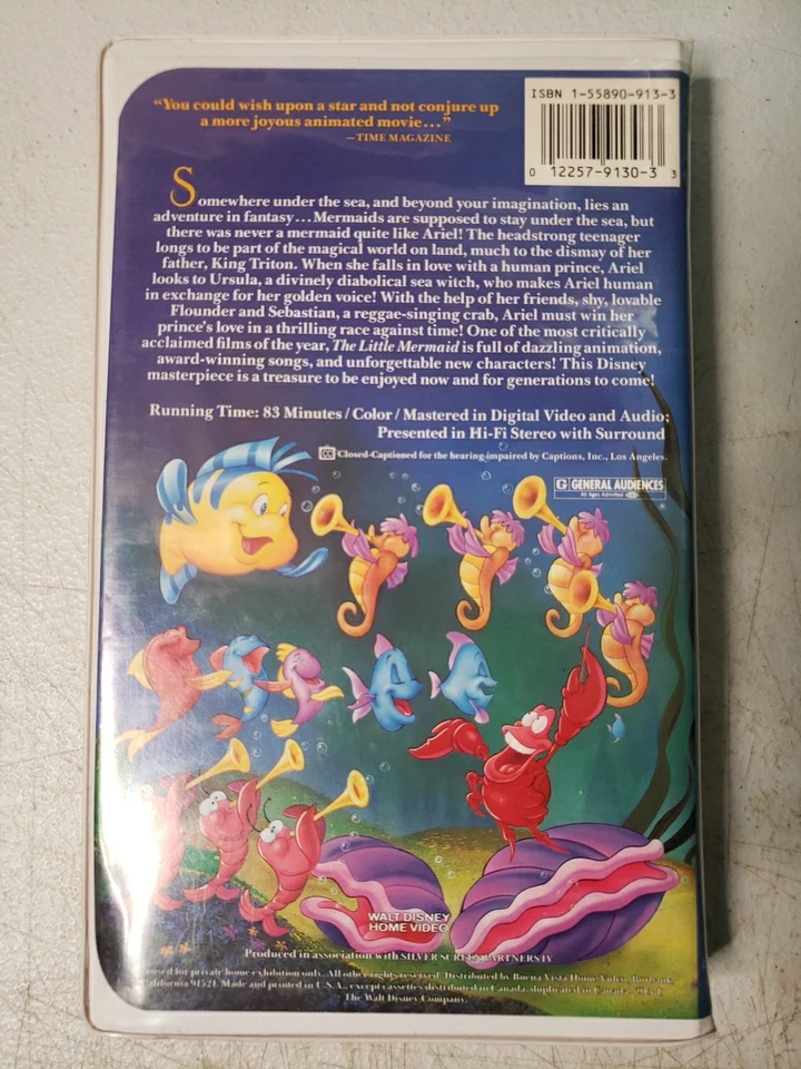 Оригинальный винтажный чехол-раскладушка 1990 года с запрещенной обложкой The Little Mermaid на видеокассетах Disney - Изображение 3 из 4