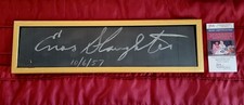 Enos Slaughter Signed, Framed, Hard, Cardstock from 1957 World Series.