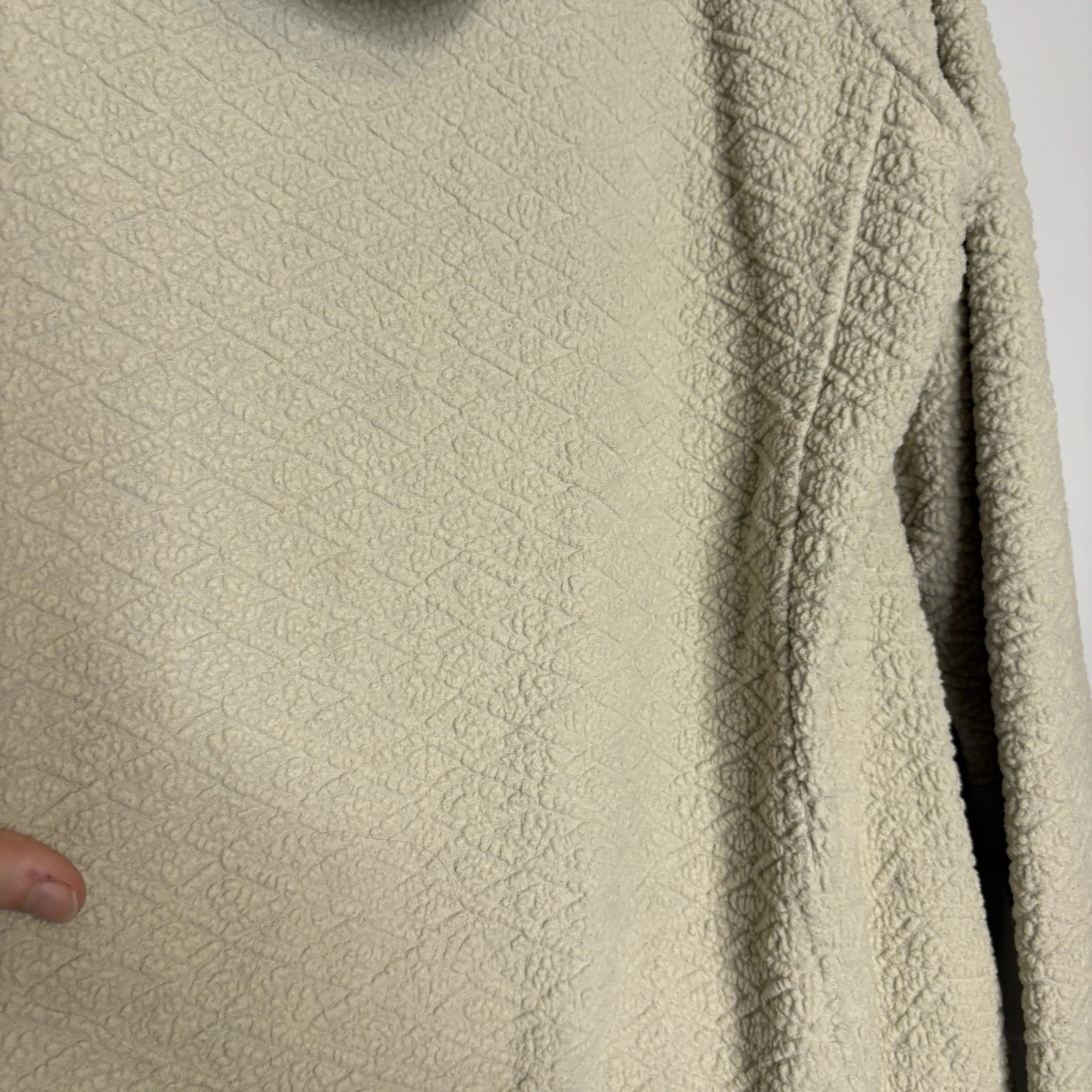 OFF WHITE Patagonia Felpa Donna Diamond Capra con Cappuccio Pile Crema Off White Taglia Large