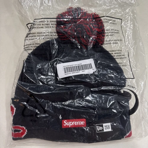 Bonnet manchette script Supreme New Era bleu marine FW19