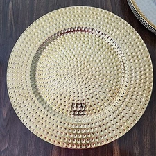 13-Inch 6-Pack Heavy Quality Round Charger Plates-Hammered Gold-HD80371