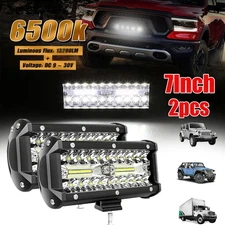 2x 7inch 8000LM LED Work Light Bar Flood Spot Pod Offroad Fog Driving ATV Truck