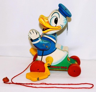 RARE👍OLD STORE MINT DISNEY 1955 FISHER PRICE TALKING DONALD DUCK