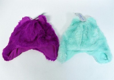 Lot of 2 Girl Faux Fur Furry Hat Cherokee 12-18 Months Toddler Winter Ears