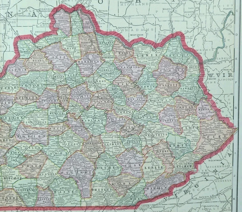 Vintage 1903 KENTUCKY Map 22"x14" ~ Old Antique Original FRANKFORT LOUISVILLE KY - Image 4 of 4