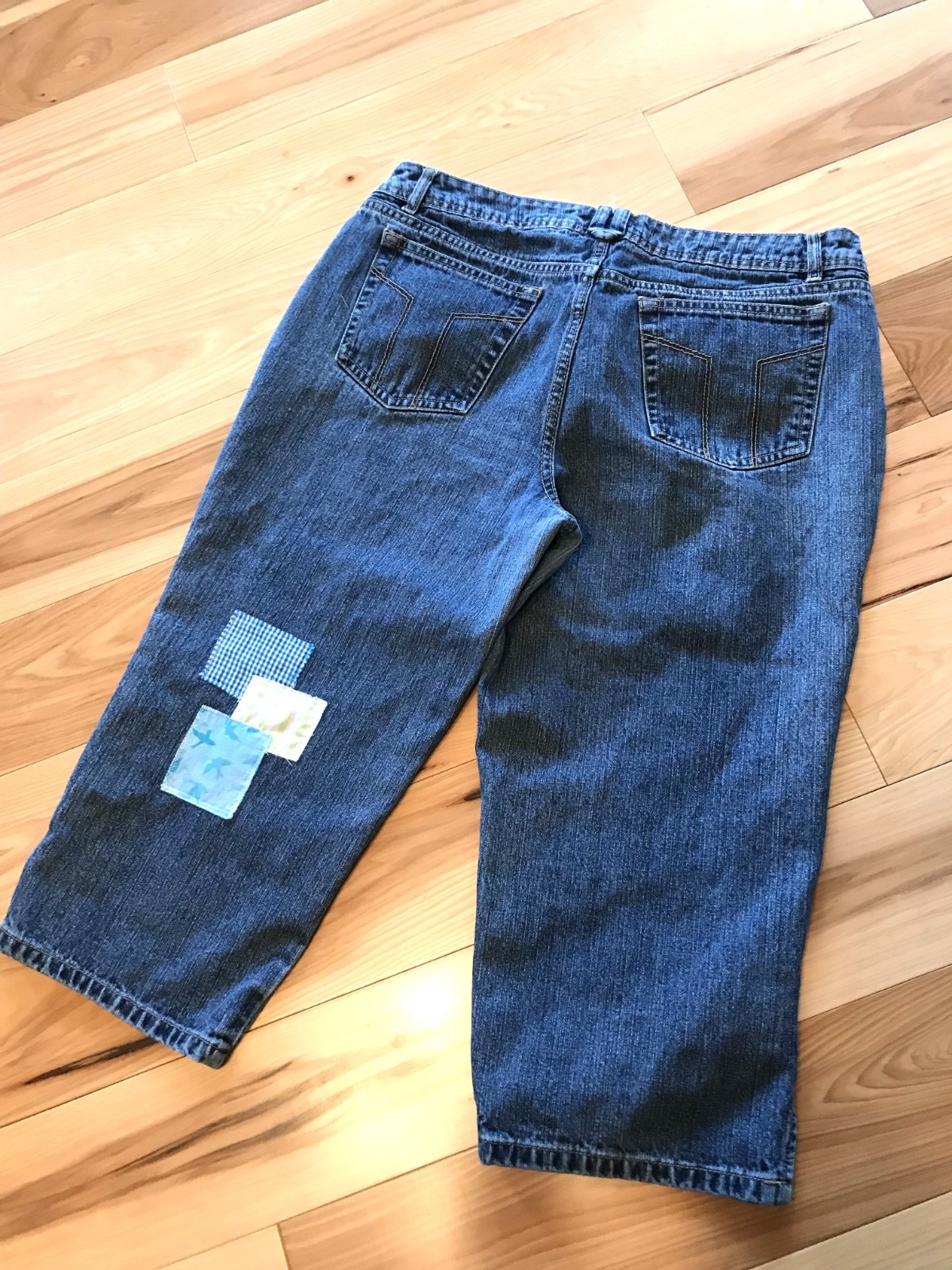 Upcycled Patchwork Capris Jeans, Handmade Summer … - image 2