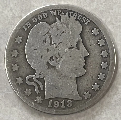1913-D Barber Quarter. 90% Silver. Free Shipping!