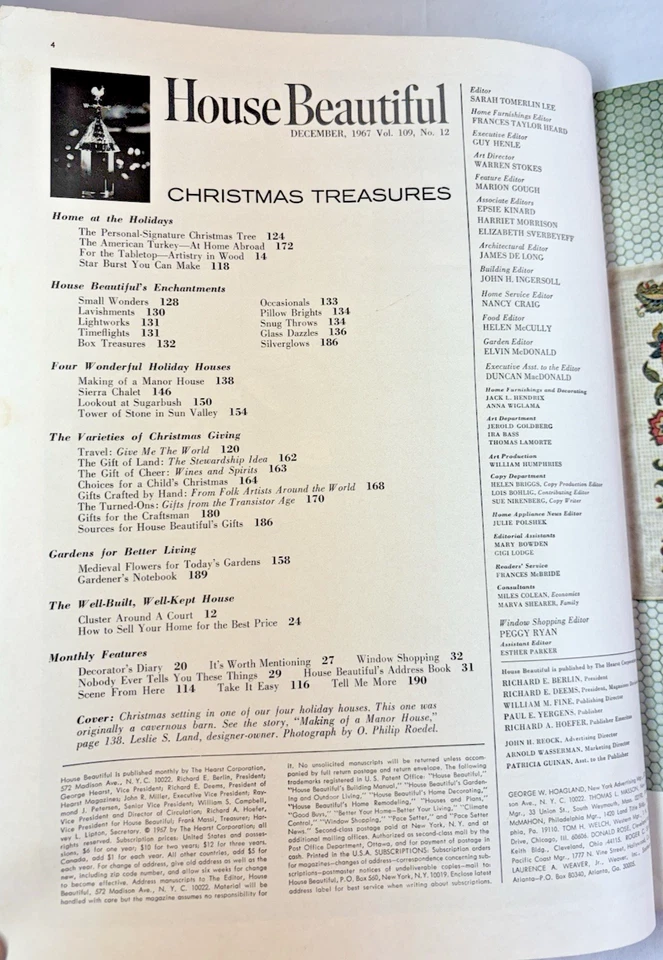 HOUSE BEAUTIFUL MAGAZINE December 1967 CHRISTMAS TREASURES & TREES Vintage Ads - Image 4 of 4