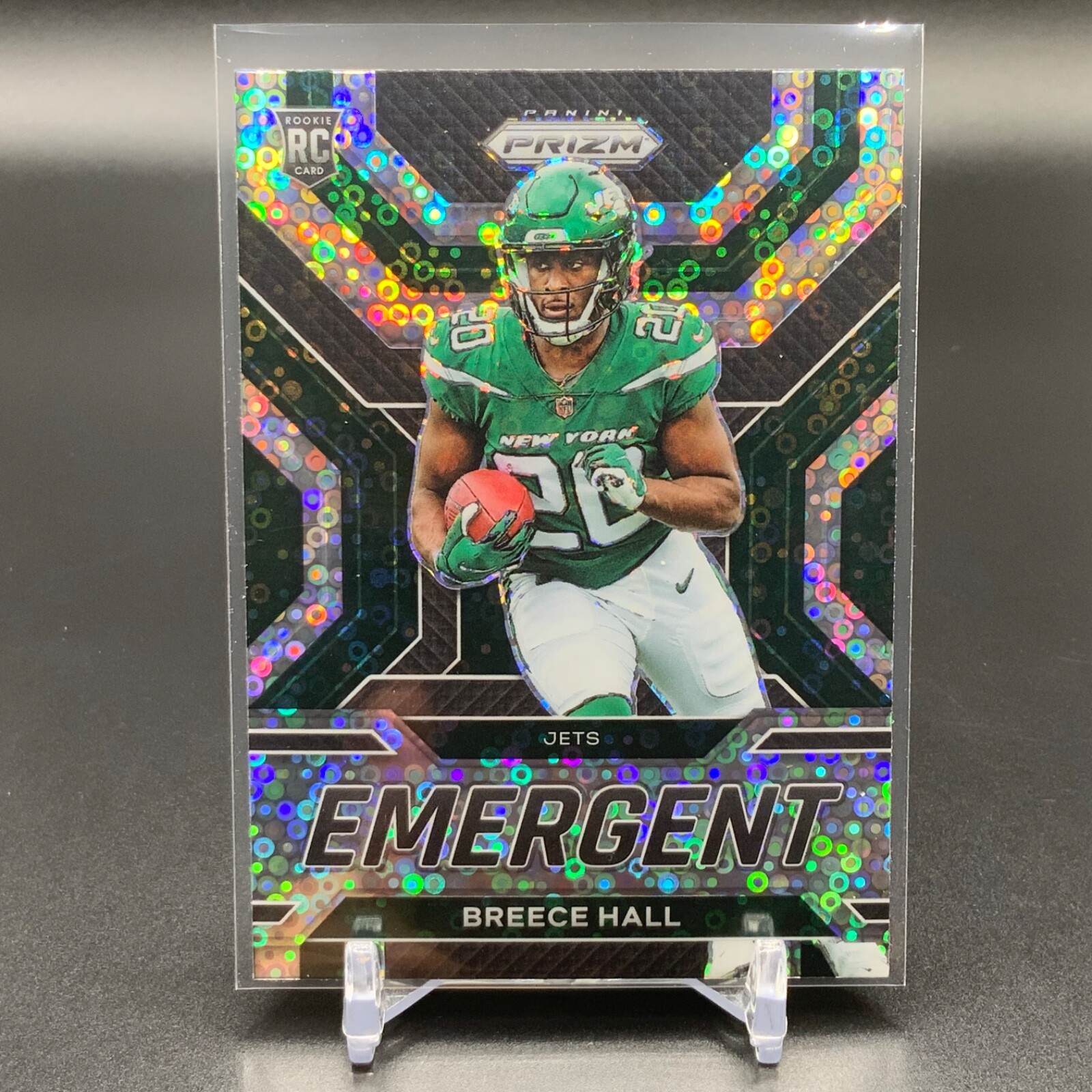 2022 Panini Prizm Emergent #E-11 Breece Hall RC Rookie No Huddle Disco GRC491