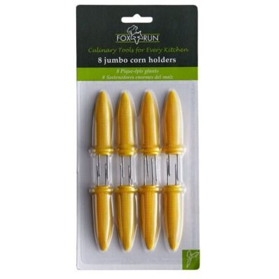Fox Run 5398 Jumbo Corn Holders, Stainless Steel and Plastic, Set of 8