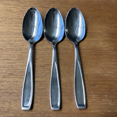 3 MIKASA NATASHA 18/10 STAINLESS Spoons Teaspoons Glossy Set Lot Damaged